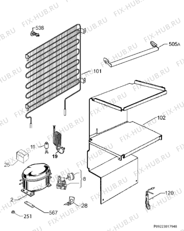 Взрыв-схема холодильника Zanussi ZFT11407WA - Схема узла Cooling system 017